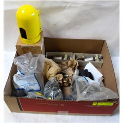 LOT OF RUBBER PIPE CLAMPS, ABRASIVE DISCS, LARGE