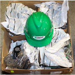 LOT OF APPROX. 20 NEW GREEN HARDHATS & LINERS
