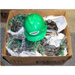 LOT OF APPROX. 20 NEW GREEN HARDHATS & LINERS