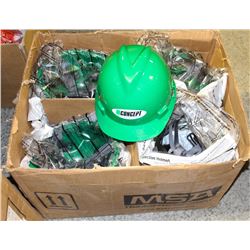 LOT OF APPROX. 20 NEW GREEN HARDHATS & LINERS