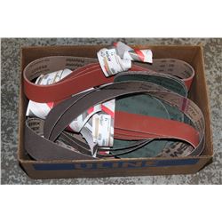 LOT OF ASSORTED BELT-SANDER COILS AND ABRASIVEPADS