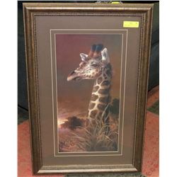 FRAMED GIRAFFE ART BY ARTIST JAMES LEE