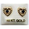Image 1 : 1) 10K YELLOW GOLD SAPPHIRE HEART SHAPED EARRINGS