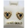 Image 2 : 1) 10K YELLOW GOLD SAPPHIRE HEART SHAPED EARRINGS