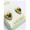 Image 3 : 1) 10K YELLOW GOLD SAPPHIRE HEART SHAPED EARRINGS