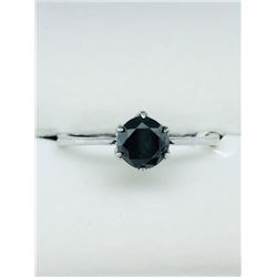 2) 10K WHITE GOLD BLACK DIAMOND RING