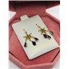 Image 2 : 7) 14K YELLOW GOLD SAPPHIRE EARRINGS
