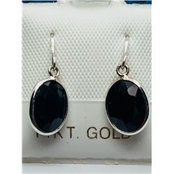 9) 14K WHITE GOLD SAPPHIRE EARRINGS