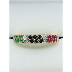 11) GOLD PLATED STERLING SILVER GEMSTONE RING
