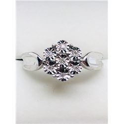 13) STERLING SILVER 7 DIAMONDS RING