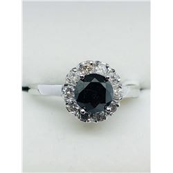 16) 10K WHITE GOLD BLACK & WHITE DIAMOND RING