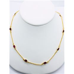18) GOLD PLATED STERLING SILVER RUBY NECKLACE
