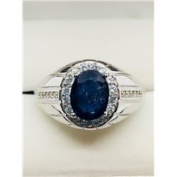 25) STERLING SILVER SAPPHIRE CUBIC ZIRCONIA RING