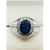 Image 1 : 25) STERLING SILVER SAPPHIRE CUBIC ZIRCONIA RING