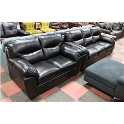 NEW BLACK LEATHERETTE 86" SOFA WITH 63" LOVE SEAT