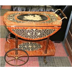ESTATE WOOD INLAY TEA CART