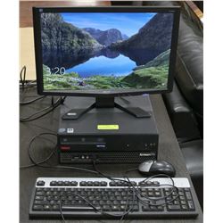 LENOVO DESKTOP WITH 19"  MONITOR 500GB HARD DRIVE