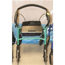 GREEN EVOLUTION WALKER WITH CUSHION AND BASKET.