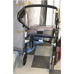 BLACK EVOLUTION WALKER WITH CUSHION AND BASKET.