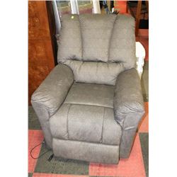 GREY FABRIC RECLINING SOFA CHAIR- NO POWER CORDS