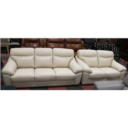 BEIGE LEATHERETTE 78" SOFA WITH 58" LOVE SEAT