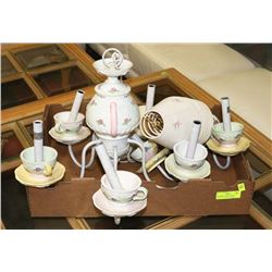 DESIGNER 7 LIGHT TEAPOT & TEACUP CHANDELIER WITH