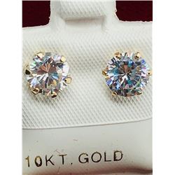 26) 10K YELLOW GOLD CUBIC ZIRCONIA EARRINGS