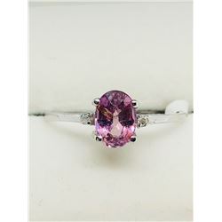29) 10K WHITE GOLD PINK SAPPHIRE & DIAMOND RING