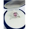 Image 3 : 29) 10K WHITE GOLD PINK SAPPHIRE & DIAMOND RING