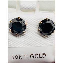 30) 10K YELLOW GOLD BLACK DIAMOND EARRINGS