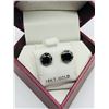 Image 3 : 30) 10K YELLOW GOLD BLACK DIAMOND EARRINGS