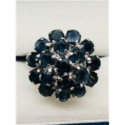 33) STERLING SILVER SAPPHIRE RING