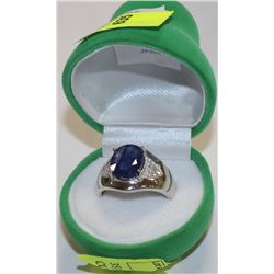 35) STERLING SILVER SAPPHIRE CUBIC ZIRCONIA RING