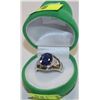 Image 1 : 35) STERLING SILVER SAPPHIRE CUBIC ZIRCONIA RING