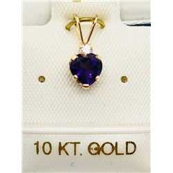 39) 10K YELLOW GOLD AMETHYST & SAPPHIRE PENDANT