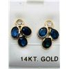 Image 1 : 40) 14K YELLOW GOLD SAPPHIRE & DIAMOND EARRINGS
