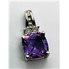 Image 2 : 41) STERLING SILVER AMETHYST & DIAMOND PENDANT