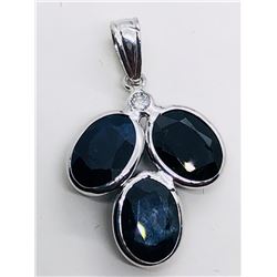 42) 14K WHITE GOLD SAPPHIRE & DIAMOND PENDANT