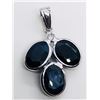 Image 1 : 42) 14K WHITE GOLD SAPPHIRE & DIAMOND PENDANT