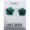Image 1 : 46) 14K YELLOW GOLD RUBY EARRINGS
