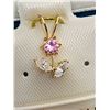 Image 2 : 47) 10K YELLOW GOLD CUBIC ZIRCONIA PENDANT