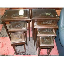 GROUP OF INCOMPLETE WOOD CARVED NESTING TABLES
