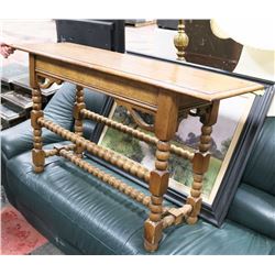 OAK WOOD SOFA TABLE, 48"X15"X28"