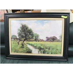 COUNTRY SCENE FRAMED PICTURE 38 W X 27 1/2 H