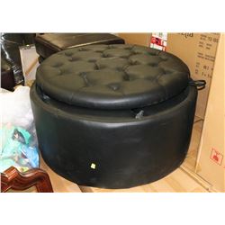 NEW BLACK LEATHERETTE OTTOMAN W/ STOW AWAY STOOLS