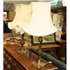 Image 1 : ESTATE PAIR OF BRASS TABLE LAMPS (WITH SHADES AS
