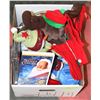 Image 1 : BOX OF CHRISTMAS RELATED ITEMS, MOOSE STOCKING,