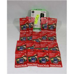 BAG OF ASSORTED SIZE SD CARDS INCL IPHONE/IPAD