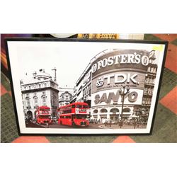 LONDON BLACK , WHITE AND RED ACCENT FRAMED PICTURE