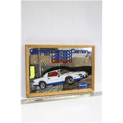 VINTAGE MIRRORED CHEVY CAMARO WALL CLOCK